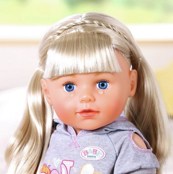 BABY Born Soft Touch Sister - interaktiv flickdocka med långt blondt hår - 43 cm