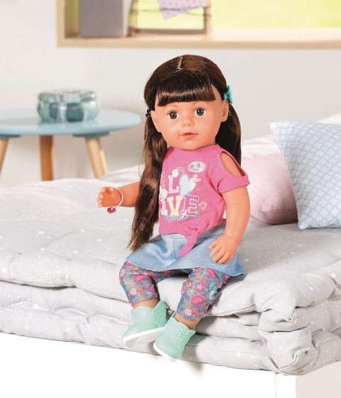 BABY Born Soft Touch Sister docka med långt brunt hår - 43 cm