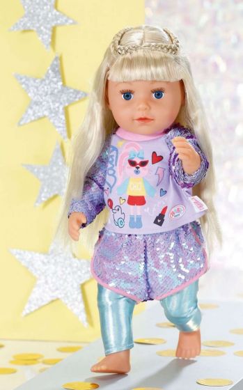 BABY Born Sister Fashion - lilla genser og tights med paljetter til dukke 43 cm