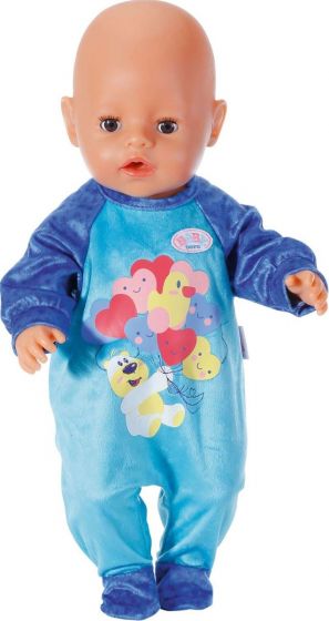 BABY Born blå sparkedress med bamse til dukke 43 cm