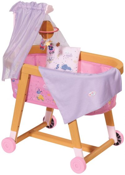 BABY Born Good Night vagga med hjul - och sänghimmel - till docka 43 cm
