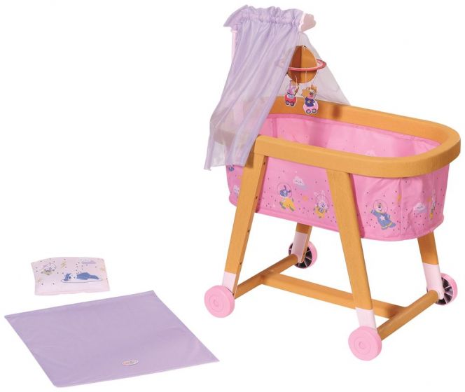 BABY Born Good Night vagga med hjul - och sänghimmel - till docka 43 cm