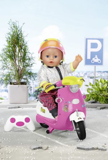 BABY Born City Glam fjernstyrt scooter med blinklys - kjører fremover og bakover - til dukke 43 cm
