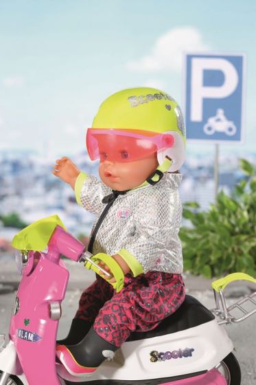 BABY Born City scooter-hjelm til dukke - med justerbart visir - 43 cm