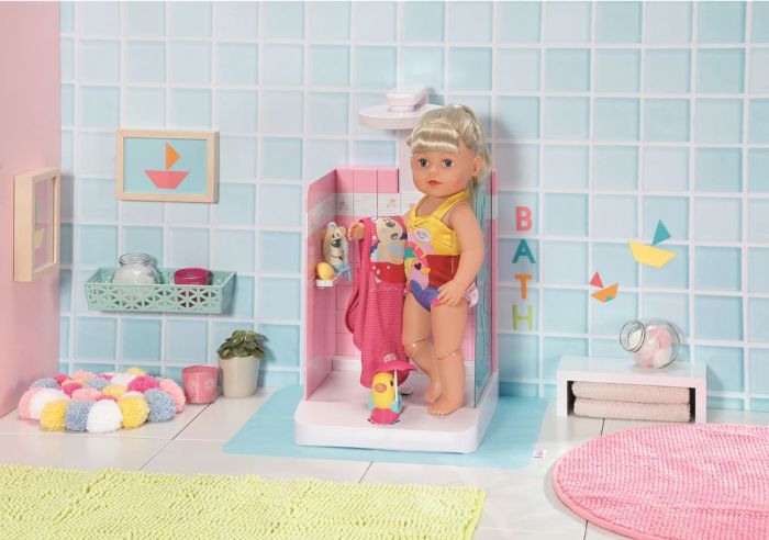 BABY Born Bath - Elektrisk dusj med justerbart dusjhodet - kan brukes med vann - til dukke 43 cm