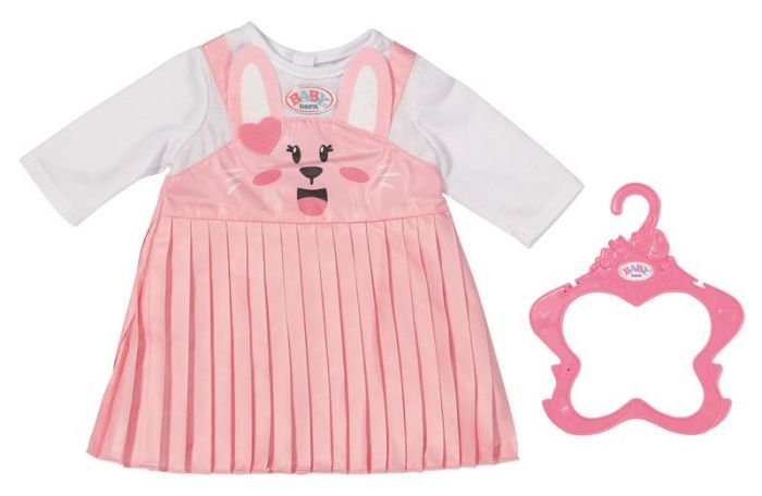BABY Born Bunny Dress antrekk - langermet genser og rosa kjole til dukke 43 cm
