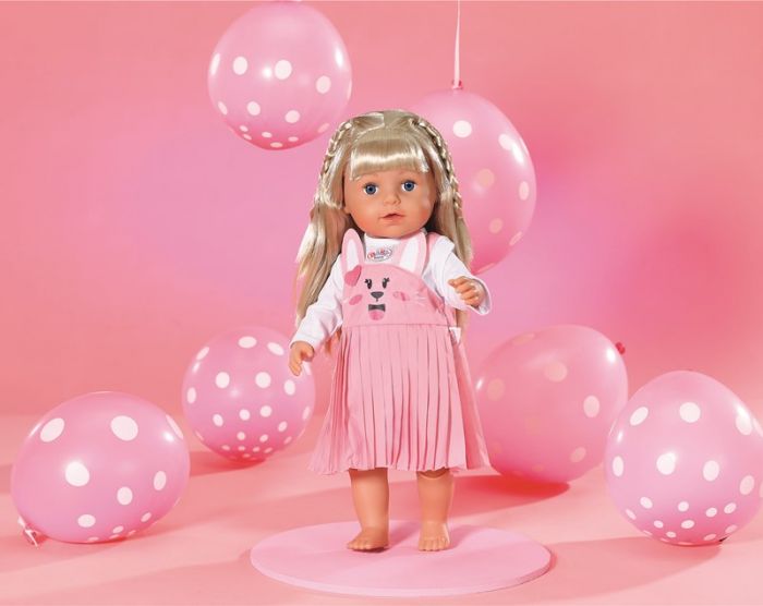 BABY Born Bunny Dress antrekk - langermet genser og rosa kjole til dukke 43 cm