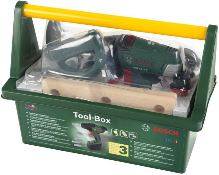 Bosch verktygslåda för barn - med elektrisk borrmaskin
