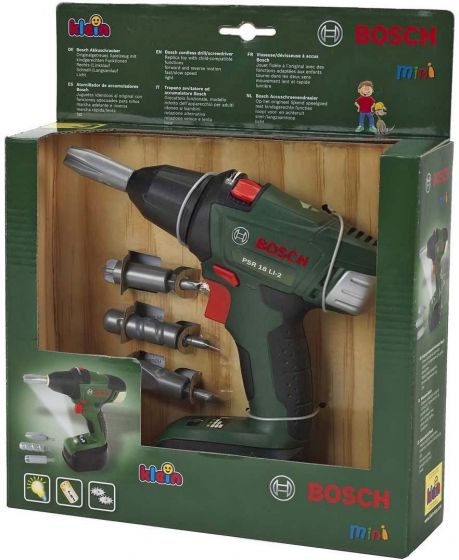 Bosch Borrmaskin med ljus och tre bits - leksaksverktyg för barn