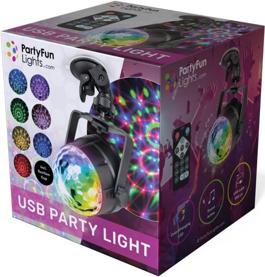 PartyFun Lights USB Party Light projektor med sugekopp og fjernkontroll