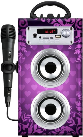 PartyFun Lights Karaoke Party Speaker - Högtalare med mikrofon och telefonstativ - rosa