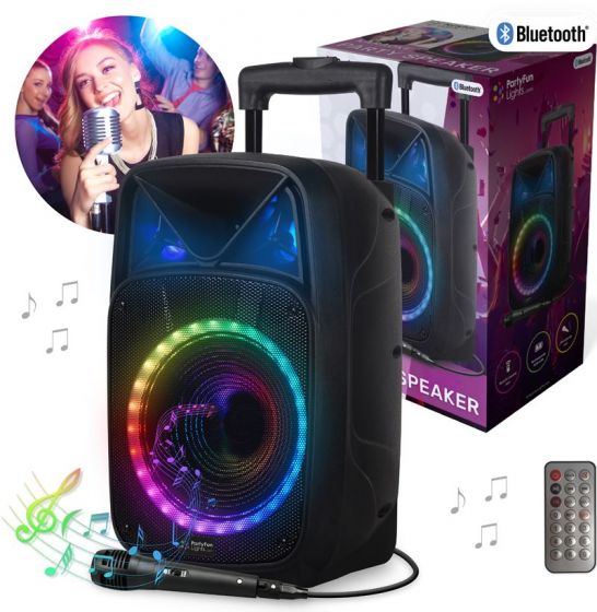 PartyFun Lights Karaoke Party Speaker - høyttaler med mikrofon og lydaktiverte LED-lyseffekter