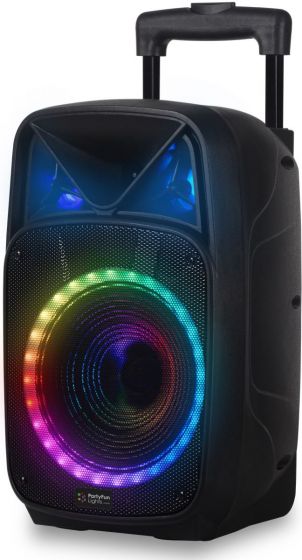 PartyFun Lights Karaoke Party Speaker - LED-høyttaler med hjul og trådløs mikrofon - 61 cm