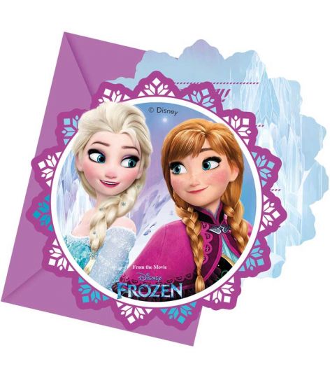 Disney Frozen invitasjoner med konvolutt - 6 stk