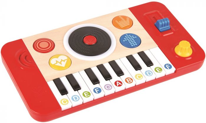 Hape DJ Mix keyboard for de minste - miksebord i tre med tangenter og morsomme musikkaktiviteter