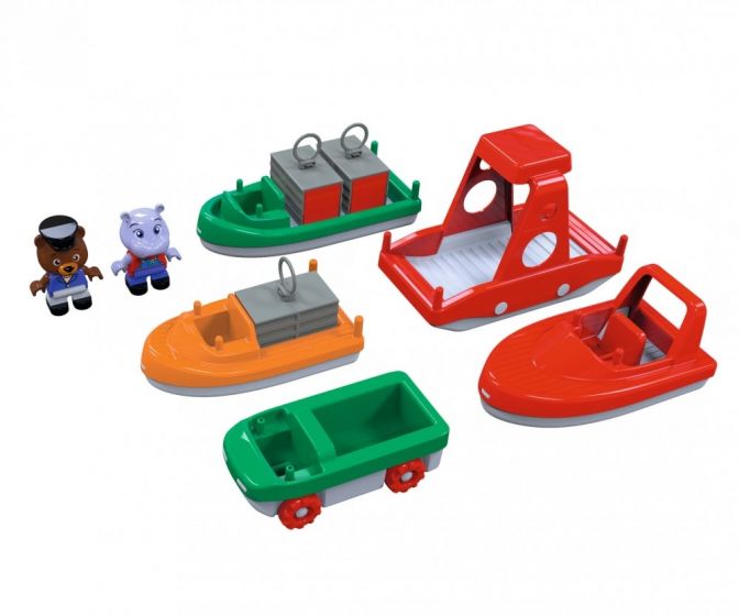 AquaPlay Båtmix - 4 båter og 1 bil til kanalsystem