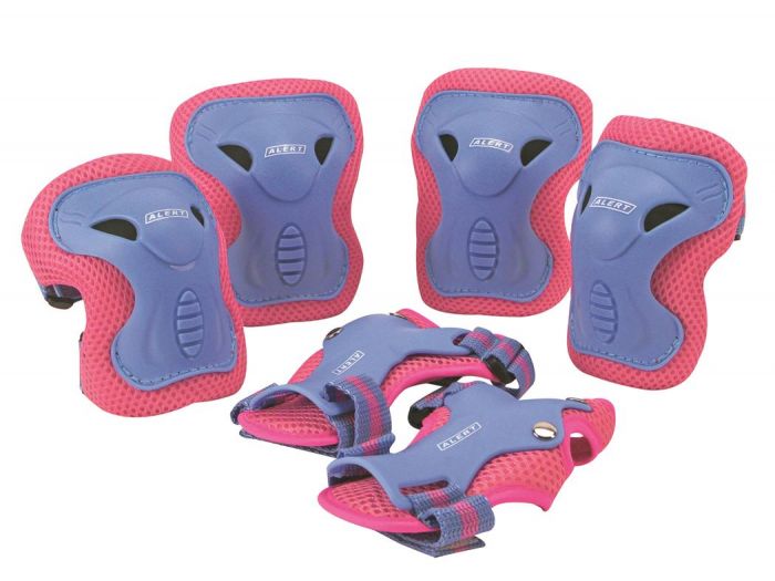 Alert skyddsutrustning till armbågar, händer och knän - strl medium - 6 delar - rosa