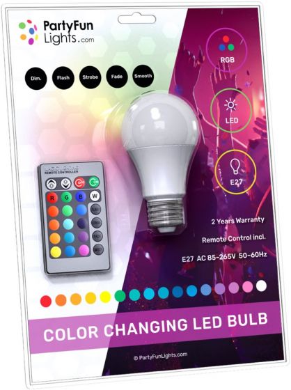 PartyFun Lights Multicolor Party Bulb - lyspære med fjernbetjening