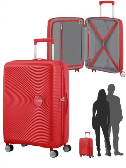 American Tourister Soundbox Spinner utvidbar trillekoffert 55 cm - rød