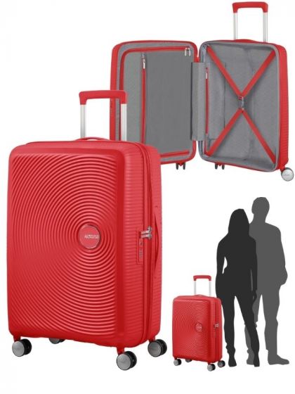 American Tourister Soundbox Spinner utvidbar trillekoffert 77 cm - rød