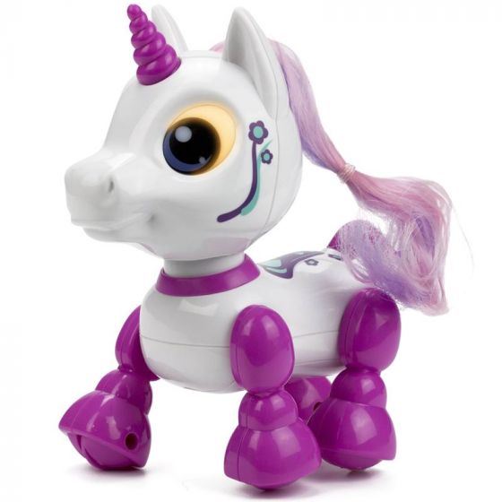 Silverlit Robo Heads Up rosa enhörningsrobot - med rörelser och ljud - 12 cm