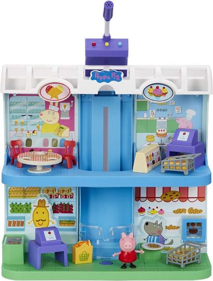 Peppa Gris kjøpesenter lekesett med to etasjer og mikrofon - med Peppa Gris-figur