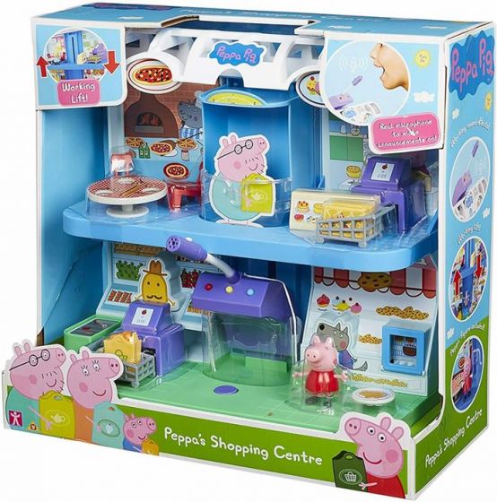 Peppa Gris kjøpesenter lekesett med to etasjer og mikrofon - med Peppa Gris-figur