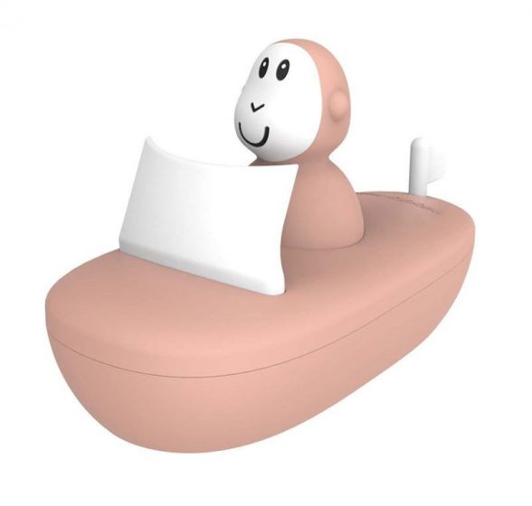 Matchstick Monkey Bathtime Boat Set - båt med apekatt badeleke - rosa