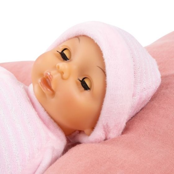 Bayer Min første baby - dukke med lys rosa drakt og lue - 28 cm