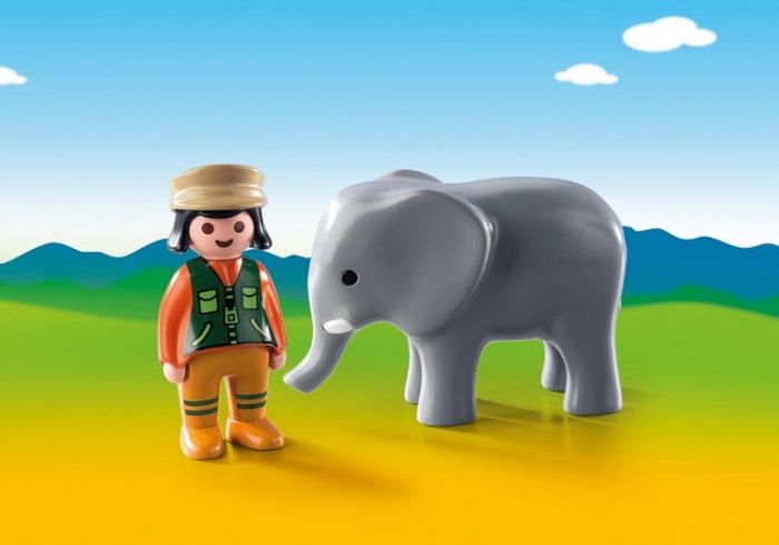 Playmobil 1.2.3 Dyrepasser med elefant - 9381