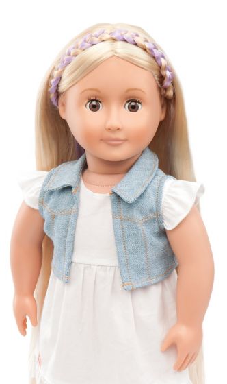 Our Generation Phoebe dukke med langt, blondt hår og hårstylingsguide - 46 cm