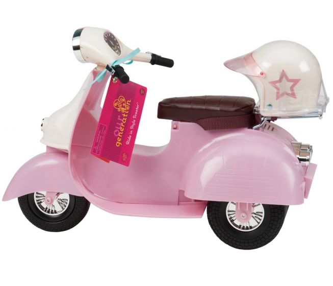 Our Generation rosa scooter til dukken - hjelm inkludert - uten dukke