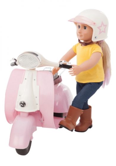 Our Generation docktillbehör - rosa moped med hjälm