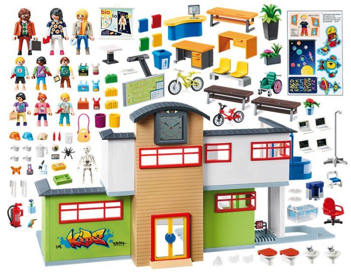 Playmobil City Life stor skole med møbler og ringeklokke 9453