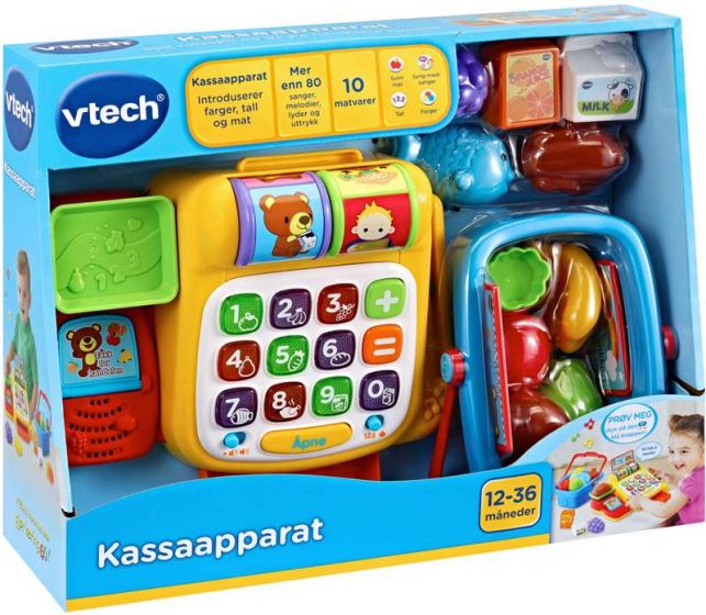 Vtech Kassaapparat med lekemat - aktivitetsleke med over 80 morsomme uttrykk, sanger og melodier - norsk versjon