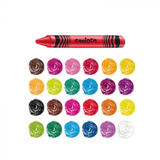 Carioca Wax Crayons kritor - 24 tvättbara färger