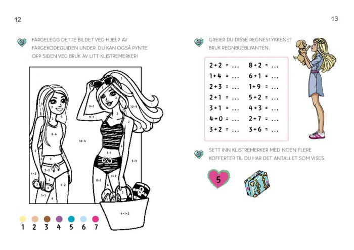 Barbie aktivitetesbok med regnbueblyant - Lek og lær - fra 4-8 år