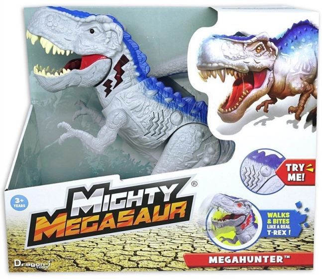 Mighty Megasaur Megahunter T-Rex 30 cm - dinosaur med lys og bevægelser - grå