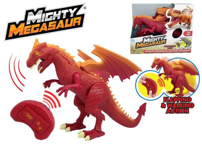 Mighty Megasaur - radiostyrd drake med rörelser, ljud och ljus - röd 30 cm