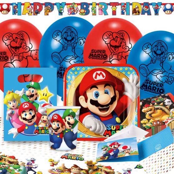 Super Mario bursdagspakke - komplett barnebursdagssett - 60 deler