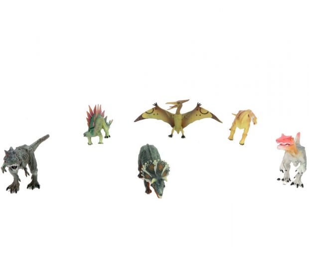Dinosaur figursett - 6 figurer med bevegelige bein og kjever