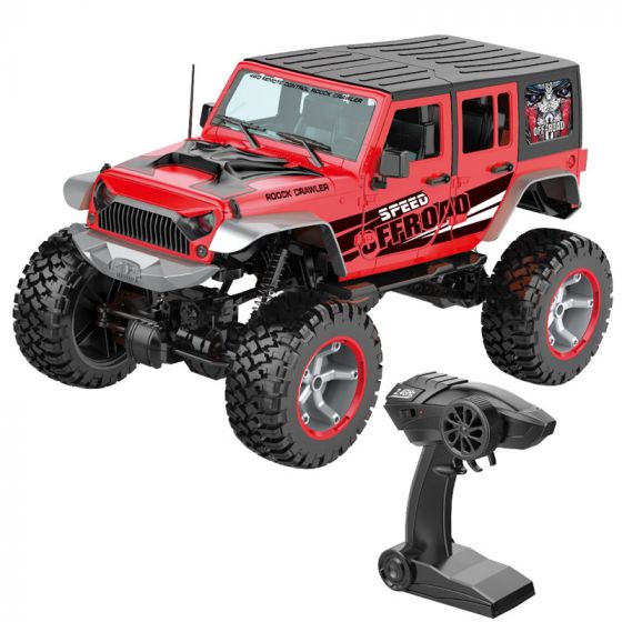 Rock Crawler 4WD RC Jeep med 9,6V oppladbar batteripakke og USB lader - 2,4GHz - 50 cm