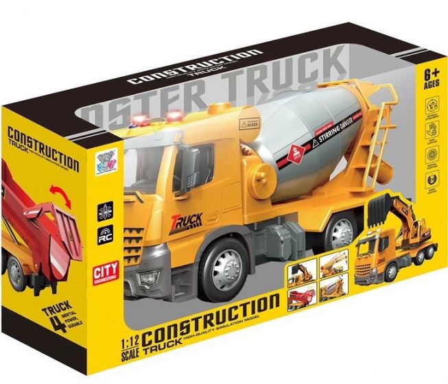 Fjernstyret cementblander lastbil med lys i 1:12 skala - 32 cm lang