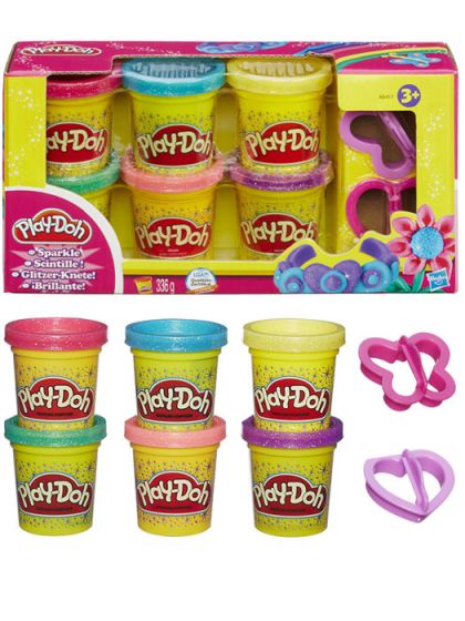 Play Doh Sparkle Compaund Collection - modellera i 6 glittrande färger