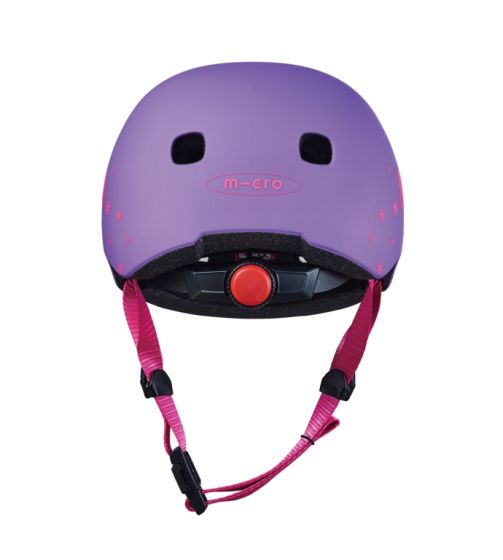 Micro PC Floral Purple Hjelm M - (52-56cm) - justerbar cykelhjelm med LED-lys - lilla