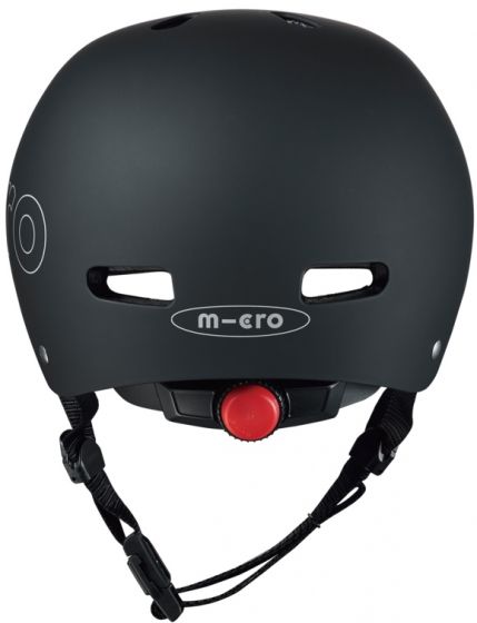 Micro ABS Hjelm black L - (58-61 cm) - justerbar cykelhjelm, sort med LED-lys