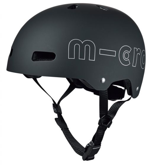Micro ABS Hjelm black L - (58-61 cm) - justerbar sykkelhjelm, sort med LED-lys