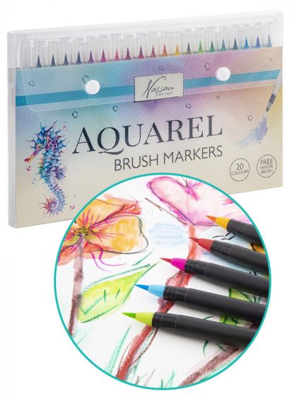 Nassau Fine Art Aquarel Brush Markers - 20 vannfarge-tusjer