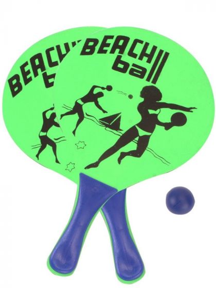 Alert strandtennis med to racketer og en bold - assorterede farver