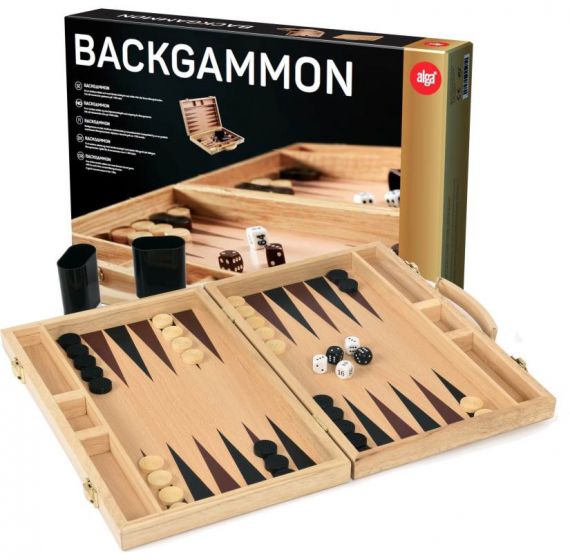 Backgammon tärningsspel i trä - strategispel i väska